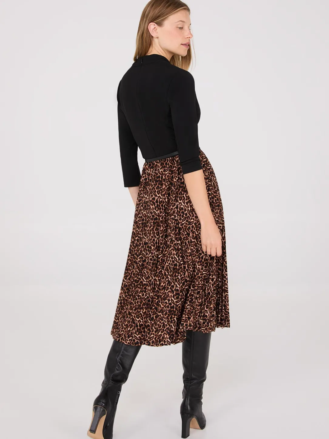 2-Fer Animal Print Belted Dress