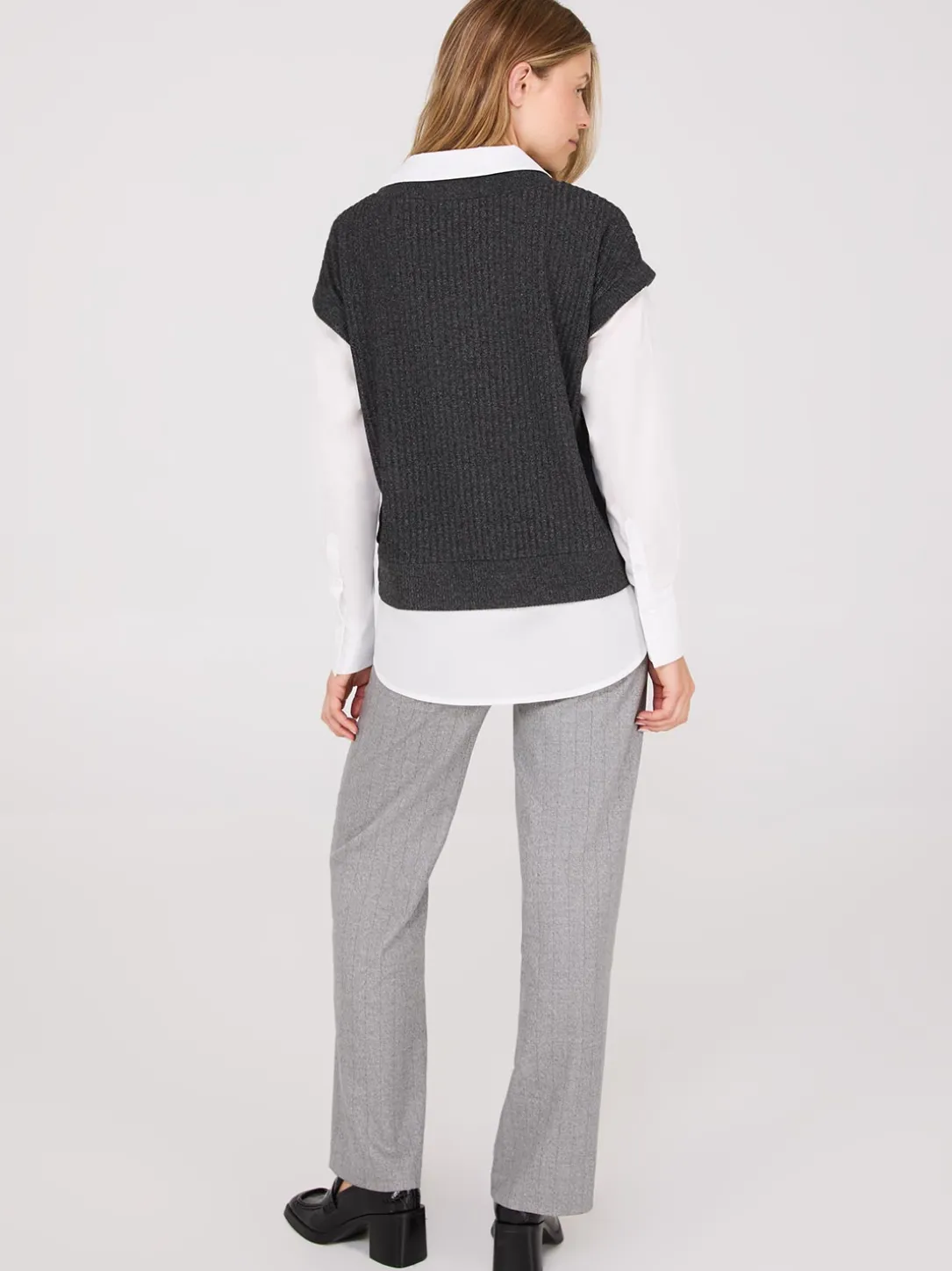 2-Fer Blouse With Short Sleeve Top