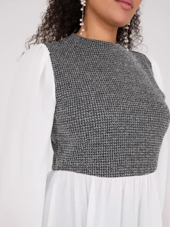 2-Fer Boucle Vest With Long Sleeve Top
