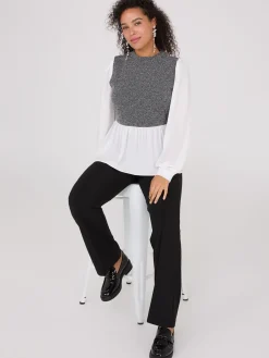 2-Fer Boucle Vest With Long Sleeve Top