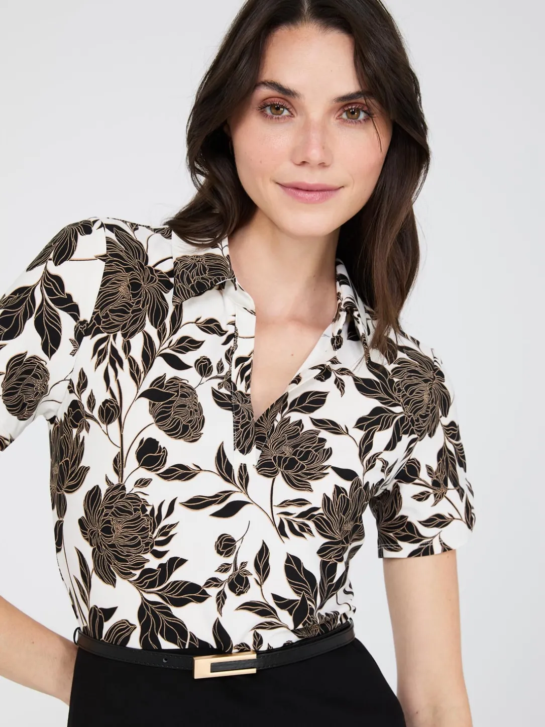 2-Fer Floral Print Collared Sheath Dress