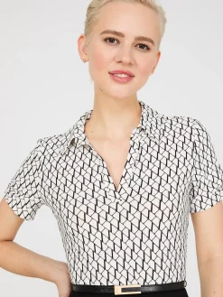 2-Fer Geo Print Collared Sheath Dress