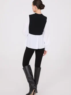 2-Fer Pearl Embellished Peplum Top