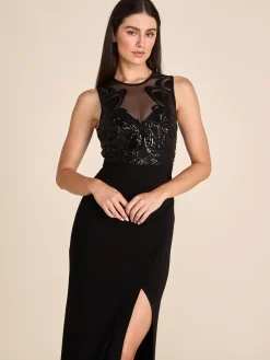 Fitted Illusion Sequin On Mesh Gown