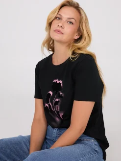 Floral Flocking Short Sleeve T-Shirt