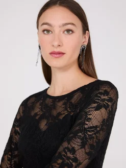 Floral Lace Sweeheart Neckline Top