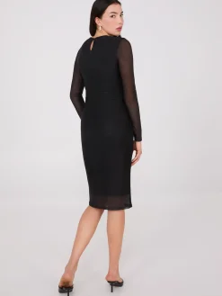 Floral Placement Mesh Midi Column Dress