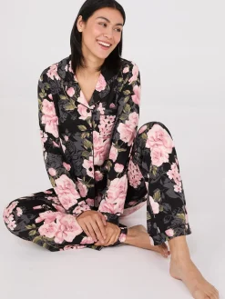 Floral Print Button-Down Pajama Set
