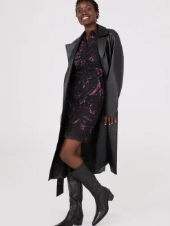 Floral Print Button-Front Gathered Mesh Dress