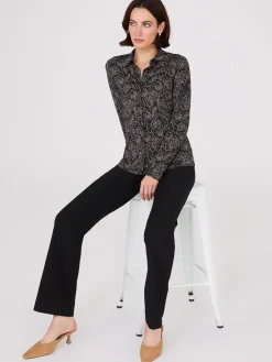 Floral Print Button-Front Classic Blouse