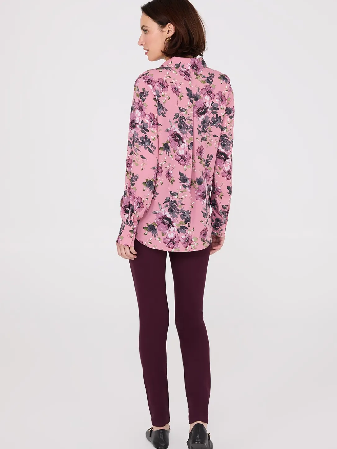 Floral Print Chiffon Button-Front Blouse