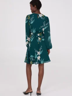 Floral Print Chiffon Fit & Flare Mini Dress
