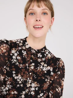 Floral Print Chiffon Fit & Flare Mini Dress