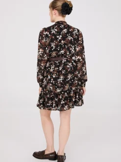 Floral Print Chiffon Fit & Flare Mini Dress