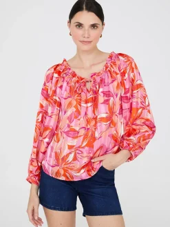 Floral Print Chiffon Off-The-Shoulder Blouse