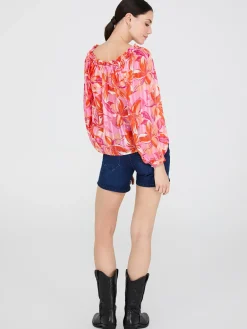 Floral Print Chiffon Off-The-Shoulder Blouse