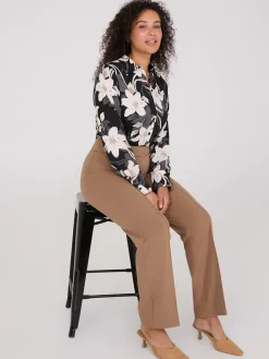 Floral Print Crepe Chiffon Button-Front Blouse