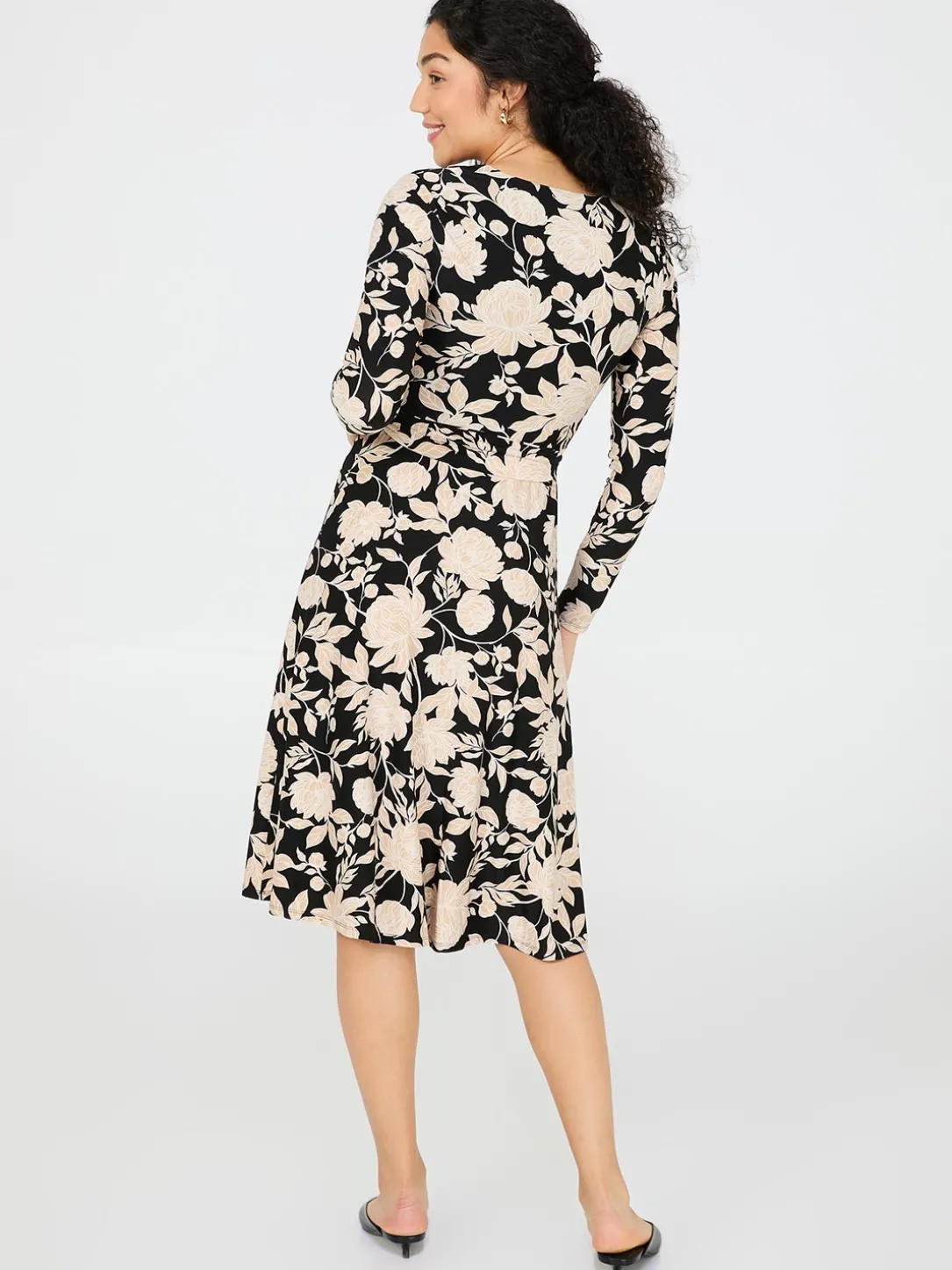 Floral Print Cross-Front Midi Dress