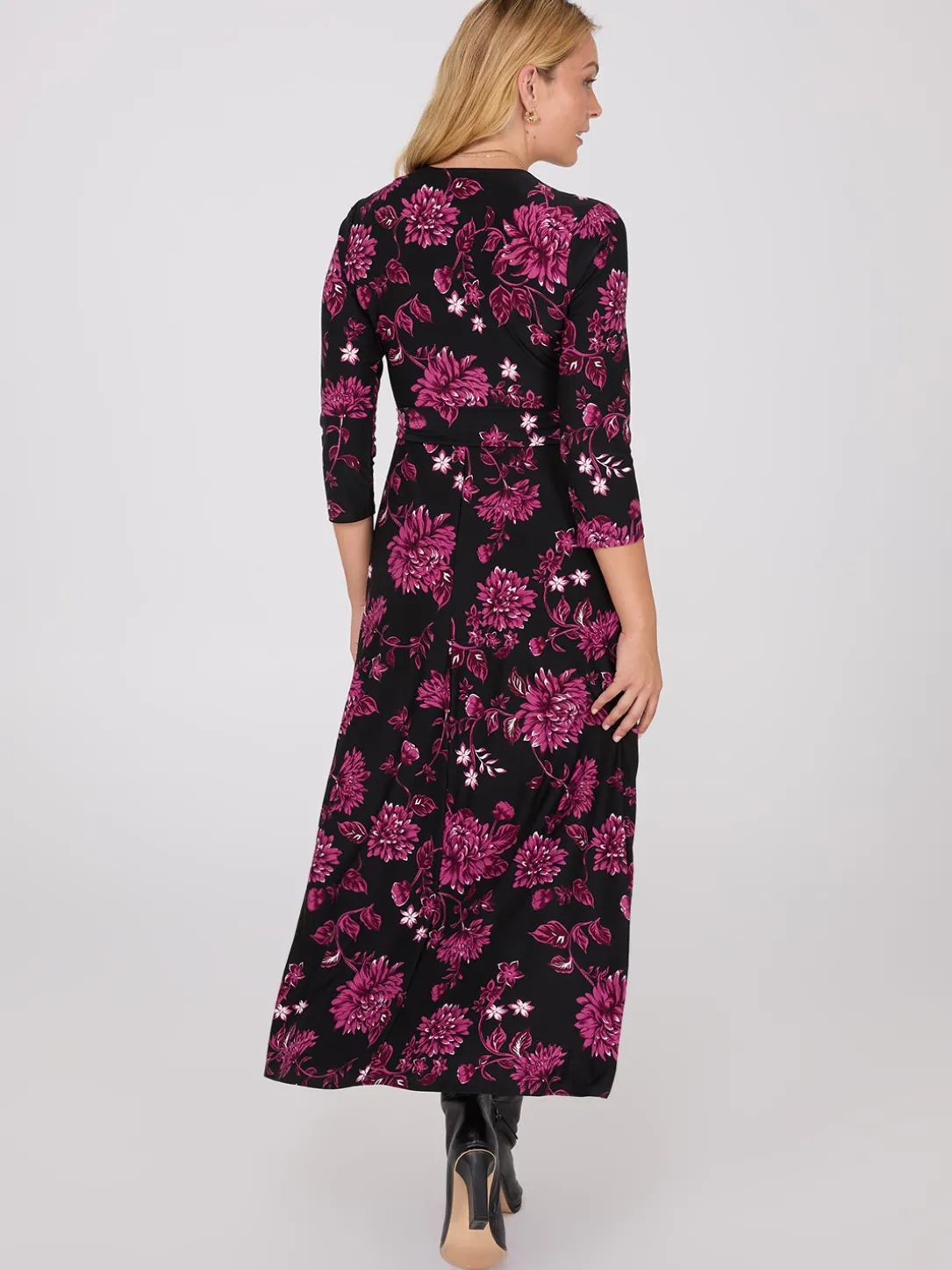Floral Print Crossover A-Line Maxi Dress