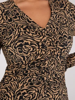Floral Print Gathered Midi Dress