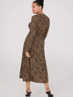 Floral Print Gathered Midi Dress