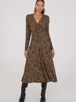 Floral Print Gathered Midi Dress
