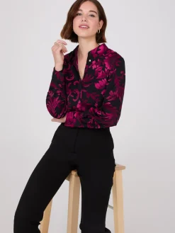 Floral Print Rounded Hem Blouse