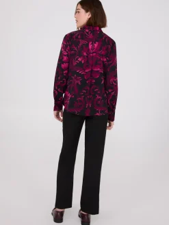 Floral Print Rounded Hem Blouse