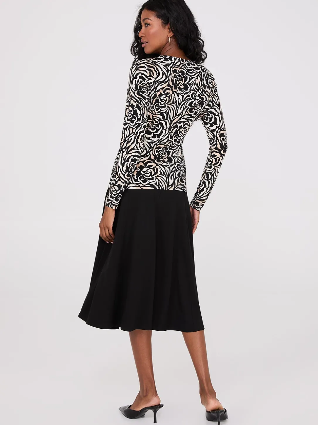 Floral Print Ruched Drape Neck Top