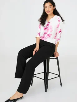 Floral Print Satin Dolman Sleeve Top