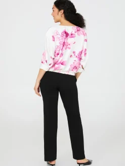 Floral Print Satin Dolman Sleeve Top