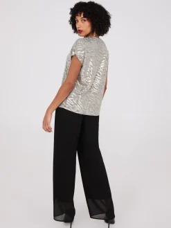 Foil Animal Print V-Neck Top