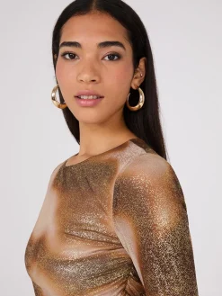 Foil Colour Wash Mesh Top
