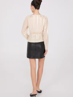 Foil Floral Print Cross-Front Top