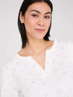Foil Heart Print Velour Pajama Set