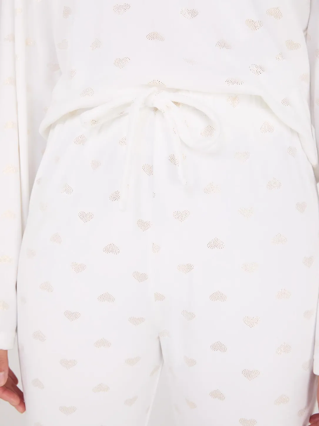 Foil Heart Print Velour Pajama Set