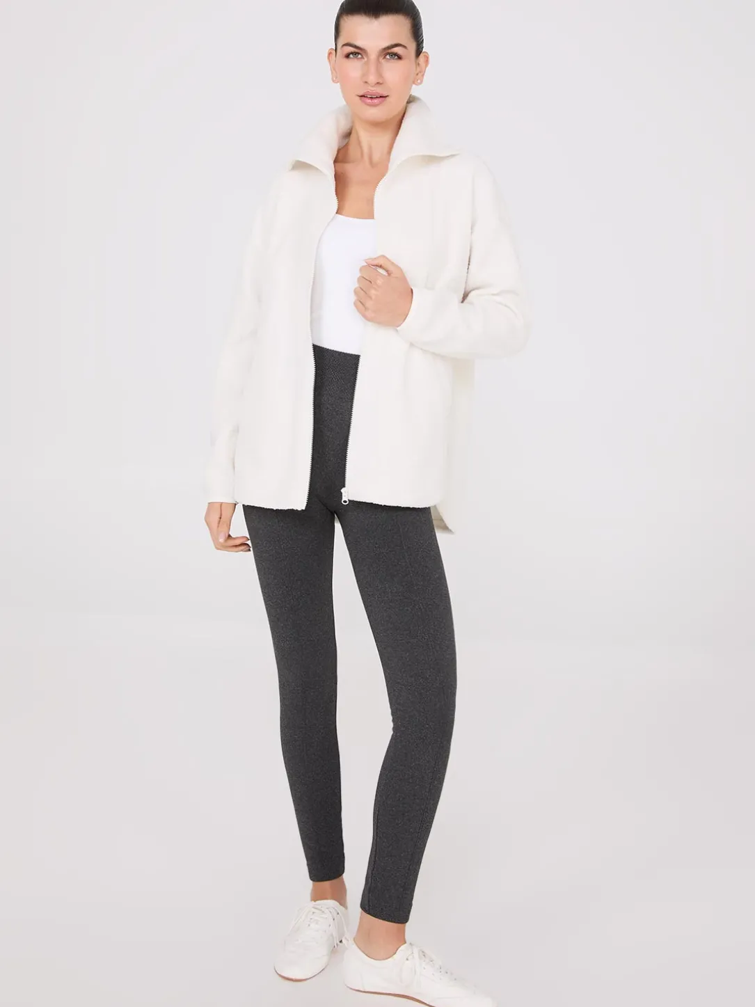 Front Pintuck Fleece Lined Leggings