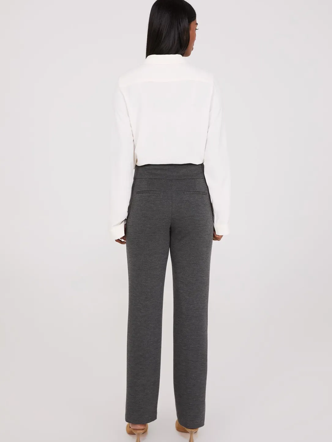 Front Pintuck Straight Leg Twill Pants