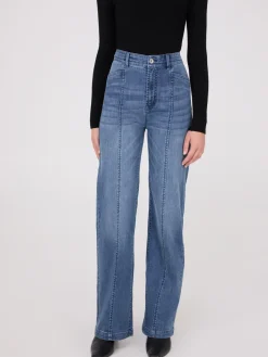 Front Seam Wide-Leg Jeans