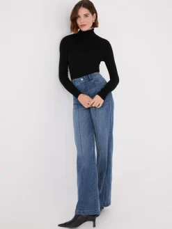 Front Seam Wide-Leg Jeans