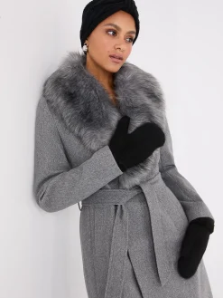 Fuzzy Mittens With Faux Fur Cuffs
