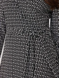 Geo Print Crossover A-Line Maxi Dress