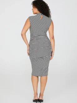 Geo Print Gathered Column Dress