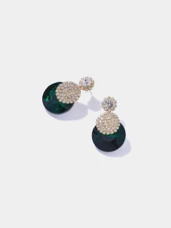 Glass Drop Earring With Pavé Detail
