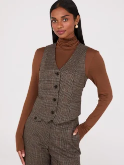 Glen Plaid Button-Front Vest