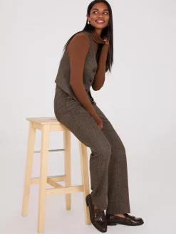 Glen Plaid Straight Leg Pants