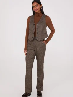 Glen Plaid Straight Leg Pants