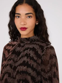 Glitter Jacquard Mock Neck Top