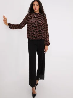 Glitter Jacquard Mock Neck Top