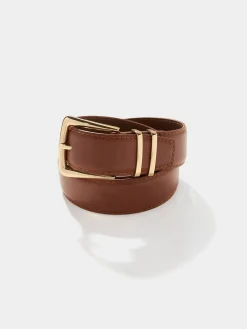 Gold Buckle Faux Leather Belt